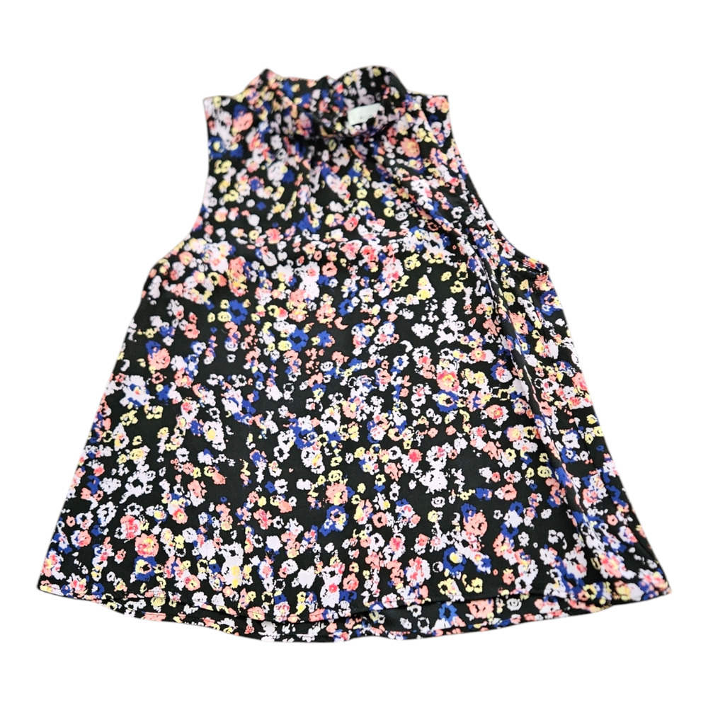 Allison Joy XS Semi Sheer Multicolor Floral Sleeveless Shirt
